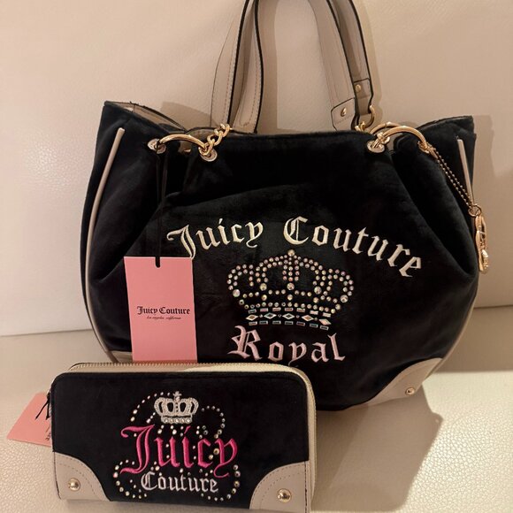 NWT Juicy Couture Kingdom Tote shoulder bag w wallet black - Picture 1 of 11